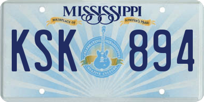 MS license plate KSK894