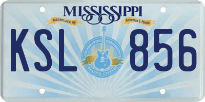 MS license plate KSL856
