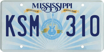 MS license plate KSM310