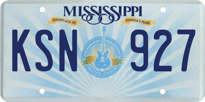 MS license plate KSN927