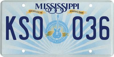 MS license plate KSO036
