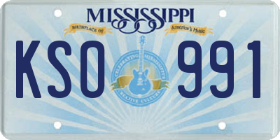 MS license plate KSO991