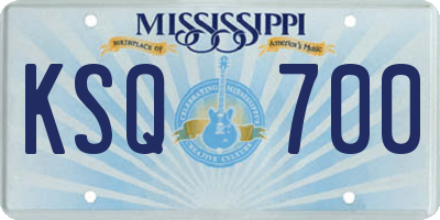 MS license plate KSQ700