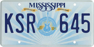 MS license plate KSR645