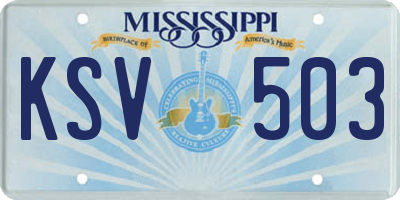 MS license plate KSV503