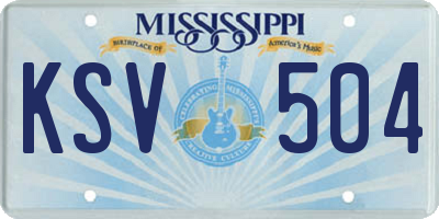 MS license plate KSV504