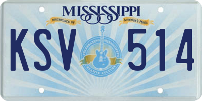 MS license plate KSV514