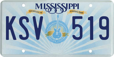MS license plate KSV519