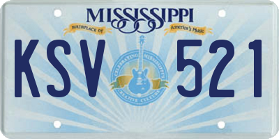MS license plate KSV521