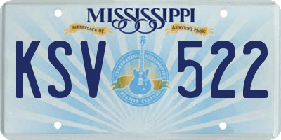 MS license plate KSV522