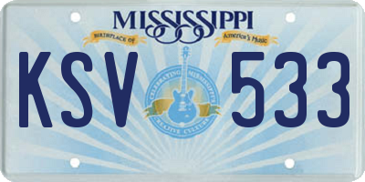 MS license plate KSV533