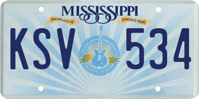 MS license plate KSV534