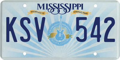 MS license plate KSV542
