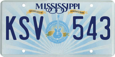 MS license plate KSV543