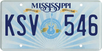 MS license plate KSV546
