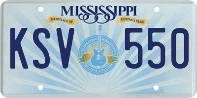 MS license plate KSV550
