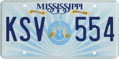 MS license plate KSV554