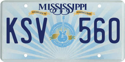 MS license plate KSV560