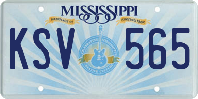 MS license plate KSV565