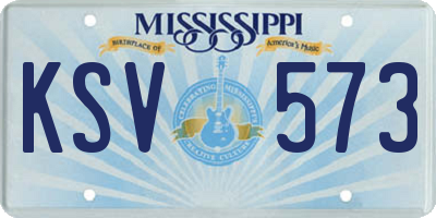 MS license plate KSV573