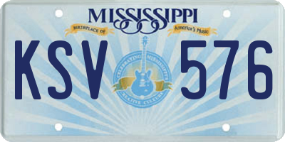 MS license plate KSV576