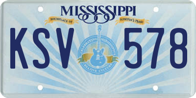 MS license plate KSV578