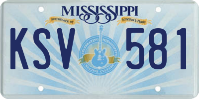 MS license plate KSV581