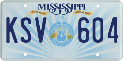 MS license plate KSV604