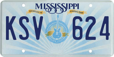 MS license plate KSV624