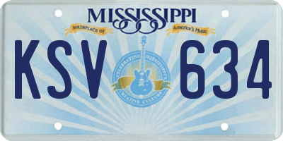 MS license plate KSV634