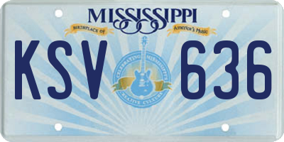MS license plate KSV636