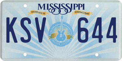 MS license plate KSV644