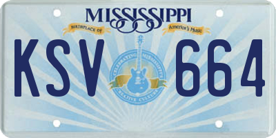 MS license plate KSV664