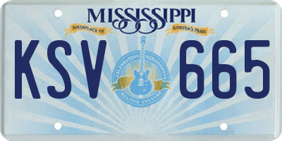 MS license plate KSV665