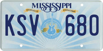 MS license plate KSV680
