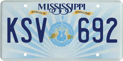 MS license plate KSV692