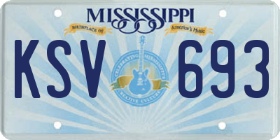 MS license plate KSV693