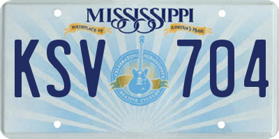 MS license plate KSV704