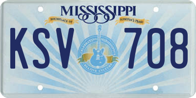 MS license plate KSV708