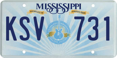 MS license plate KSV731