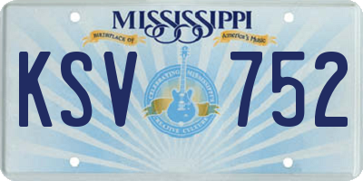 MS license plate KSV752