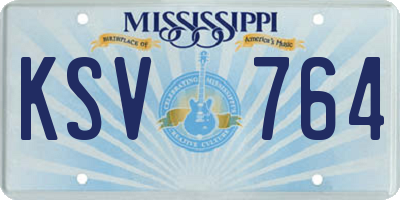 MS license plate KSV764