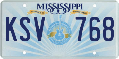 MS license plate KSV768