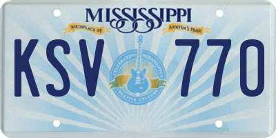 MS license plate KSV770