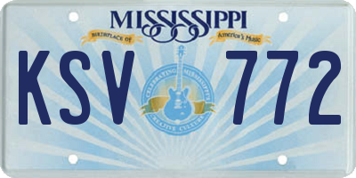 MS license plate KSV772