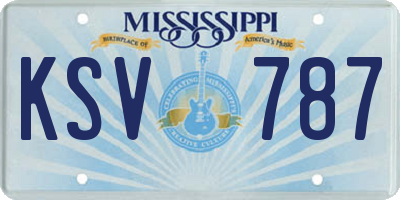 MS license plate KSV787