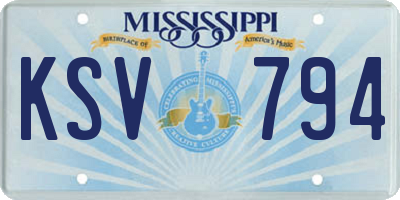 MS license plate KSV794