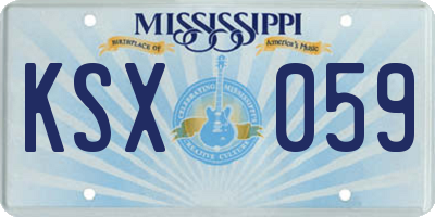 MS license plate KSX059