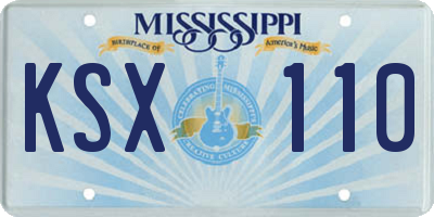 MS license plate KSX110