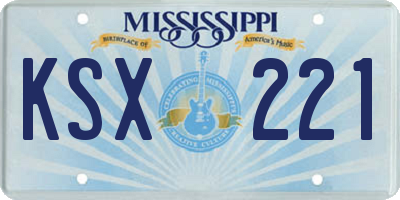 MS license plate KSX221